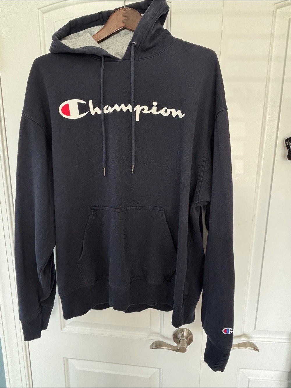 Champion Navy Blue Logo Pullover Hoodie